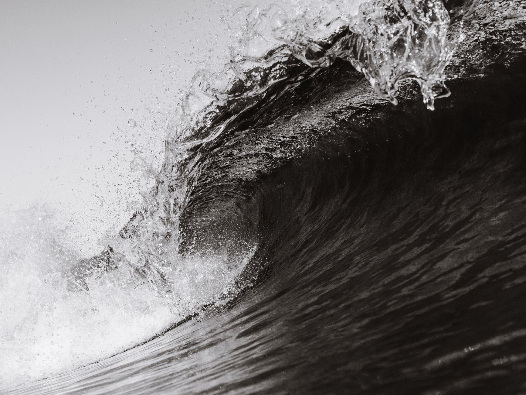 monochrome photo of waves